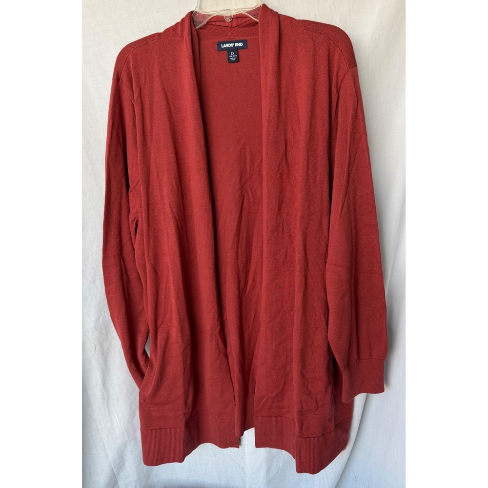 100% Cotton Lands' End Cardigan Sweater Layering Coastal Grandma Plus 3X